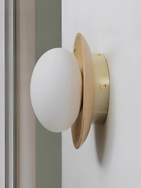 Walnut Wood Brass lighting Wall sconce round globe glass rustic wall lighting