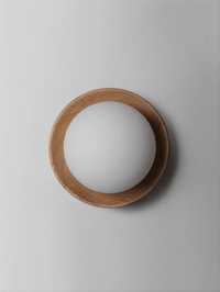 Walnut Wood Brass lighting Wall sconce round globe glass rustic wall lighting