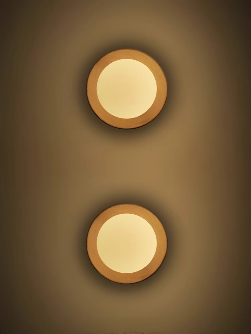 Walnut Wood Brass lighting Wall sconce round globe glass rustic wall lighting