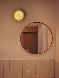 Walnut Wood Brass lighting Wall sconce round globe glass rustic wall lighting