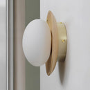 Walnut Wood Brass lighting Wall sconce round globe glass rustic wall lighting