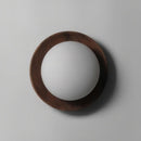 Walnut Wood Brass lighting Wall sconce round globe glass rustic wall lighting