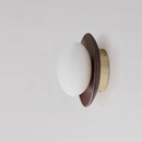 Walnut Wood Brass lighting Wall sconce round globe glass rustic wall lighting