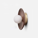 Walnut Wood Brass lighting Wall sconce round globe glass rustic wall lighting