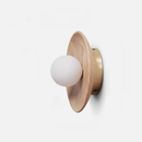 Walnut Wood Brass lighting Wall sconce round globe glass rustic wall lighting