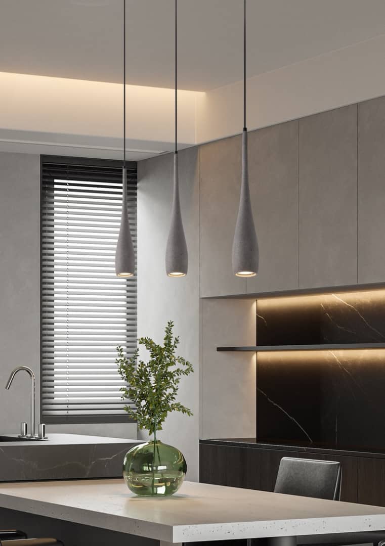 Sculpted Stone Pendant Light