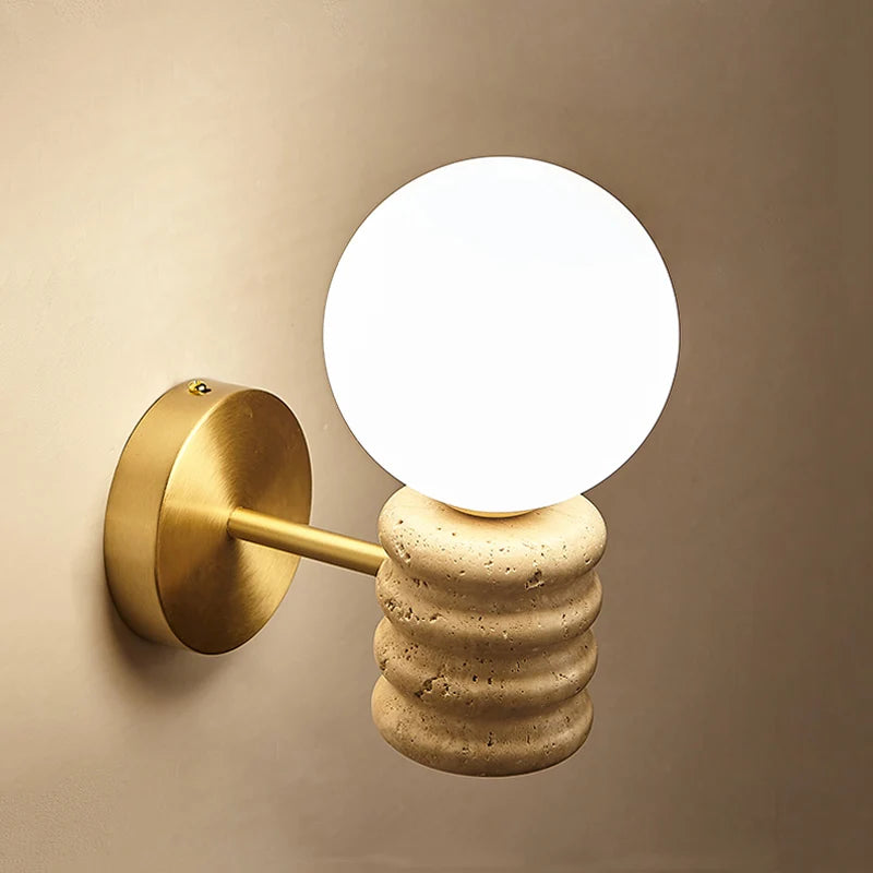 Zen Glow Travertine Wall Lamp