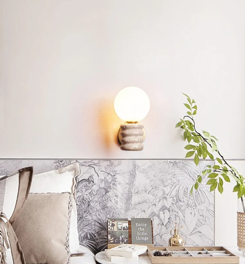 Zen Glow Travertine Wall Lamp stone LED lamp for bedroom hallway living room