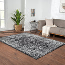 Black and White Distressed Vintage Area Rug Floral Pattern Modern Living Room Soft Floor Carpet