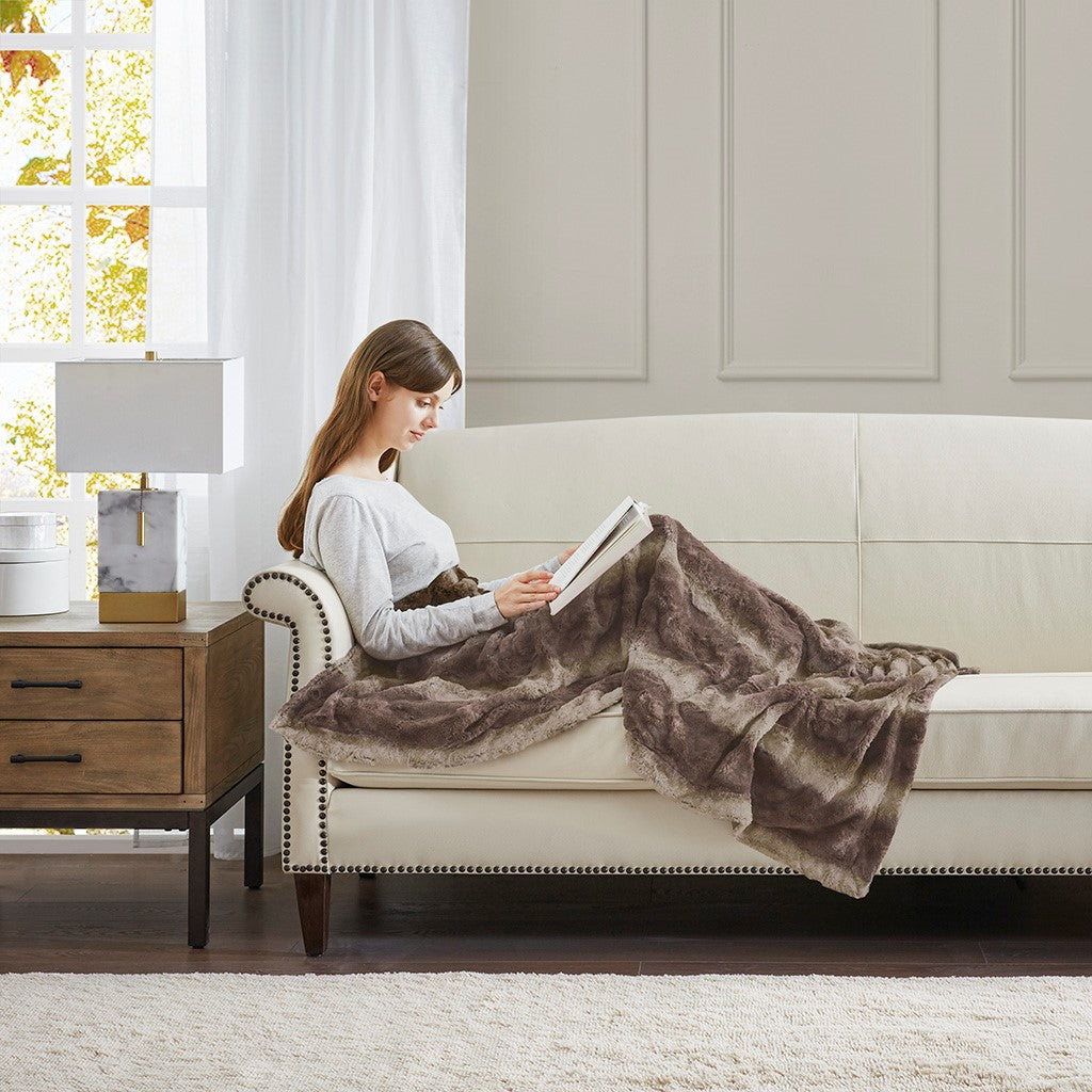 Zuri Oversized Faux Fur Throw Blanket Luxurious Plush Soft Decorative Accent