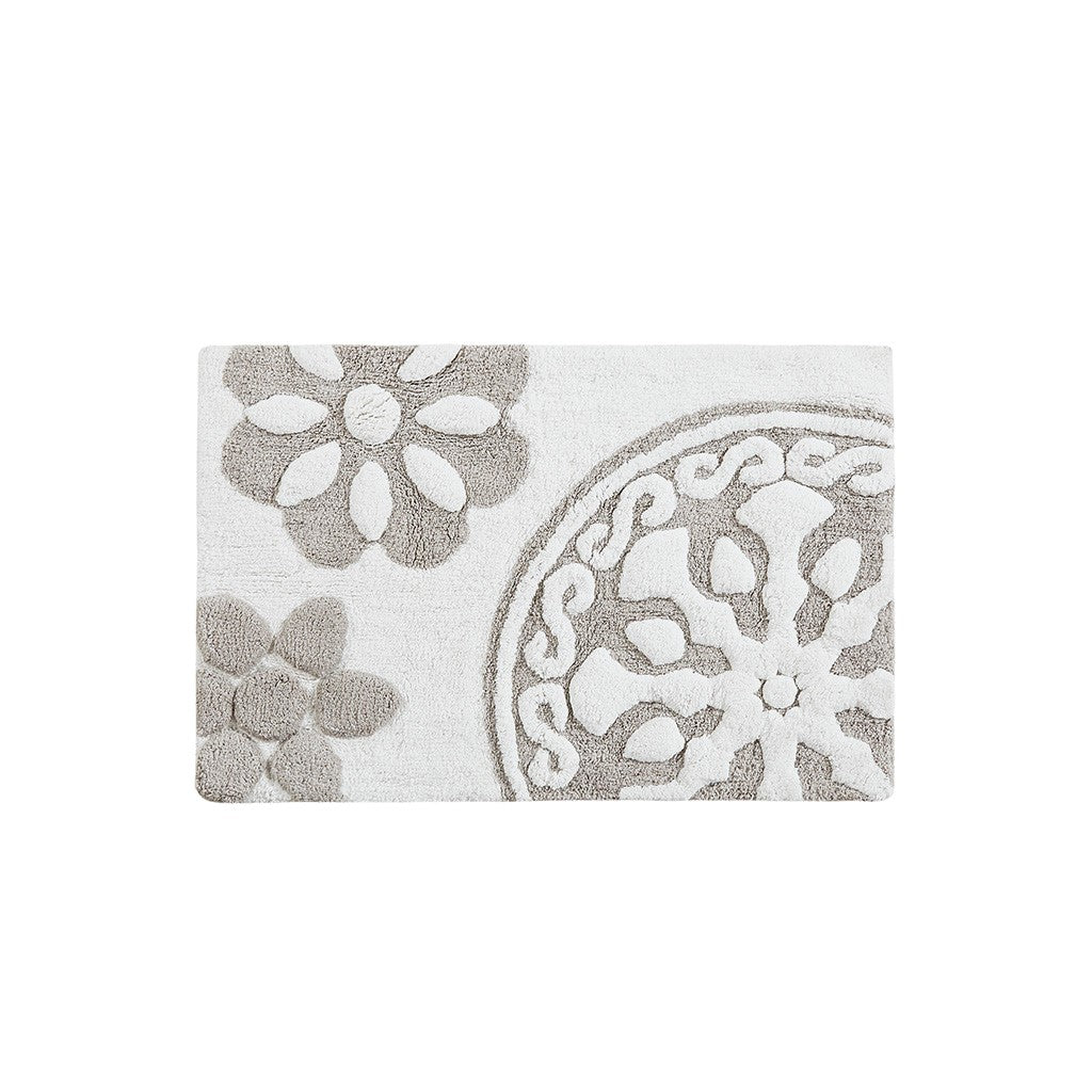 Floral medallion round rectangle bath mat tufted plush rug absorbent soft pile rug