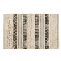 Woven textured bath rug stripe non skid shaggy bathroom mat boho inspired handwoven rug