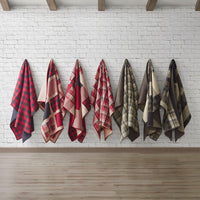 Oversized Cotton Quilted Throw Blanket Rustic Plaid Patchwork Design