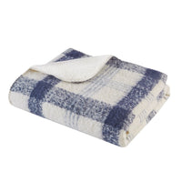 Bloomington Faux Mohair to Sherpa Throw Blanket Plaid Reversible Soft Cozy Accent