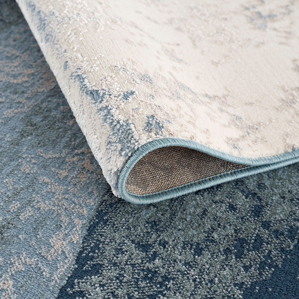 Modern Area Rug Blue Abstract Pattern Soft Textured Living Room Decor