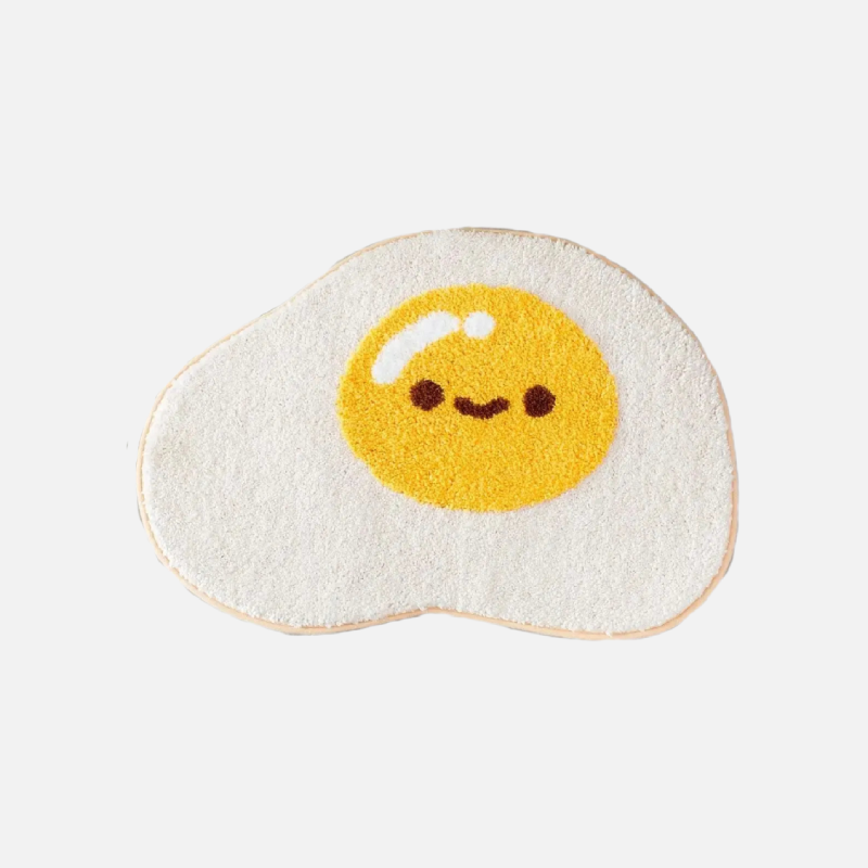 Breakfast themed egg toast cartoon are rug tufted bath mat anti slip easy machine wash