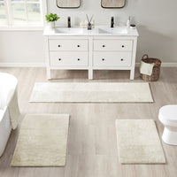 Beige Bathroom Rug Plush Mats Soft Absorbent Neutral Bath Mat BathroomDecor