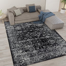 Black and White Distressed Vintage Area Rug Floral Pattern Modern Living Room Soft Floor Carpet