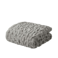 Ruched Faux Fur Throw Blanket Plush Textured Soft Cozy Sofa or Bed Accent