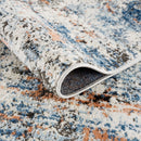 Abstract Blue and Rust Area Rug Distressed Modern Pattern Contemporary Living Room Accent Carpet