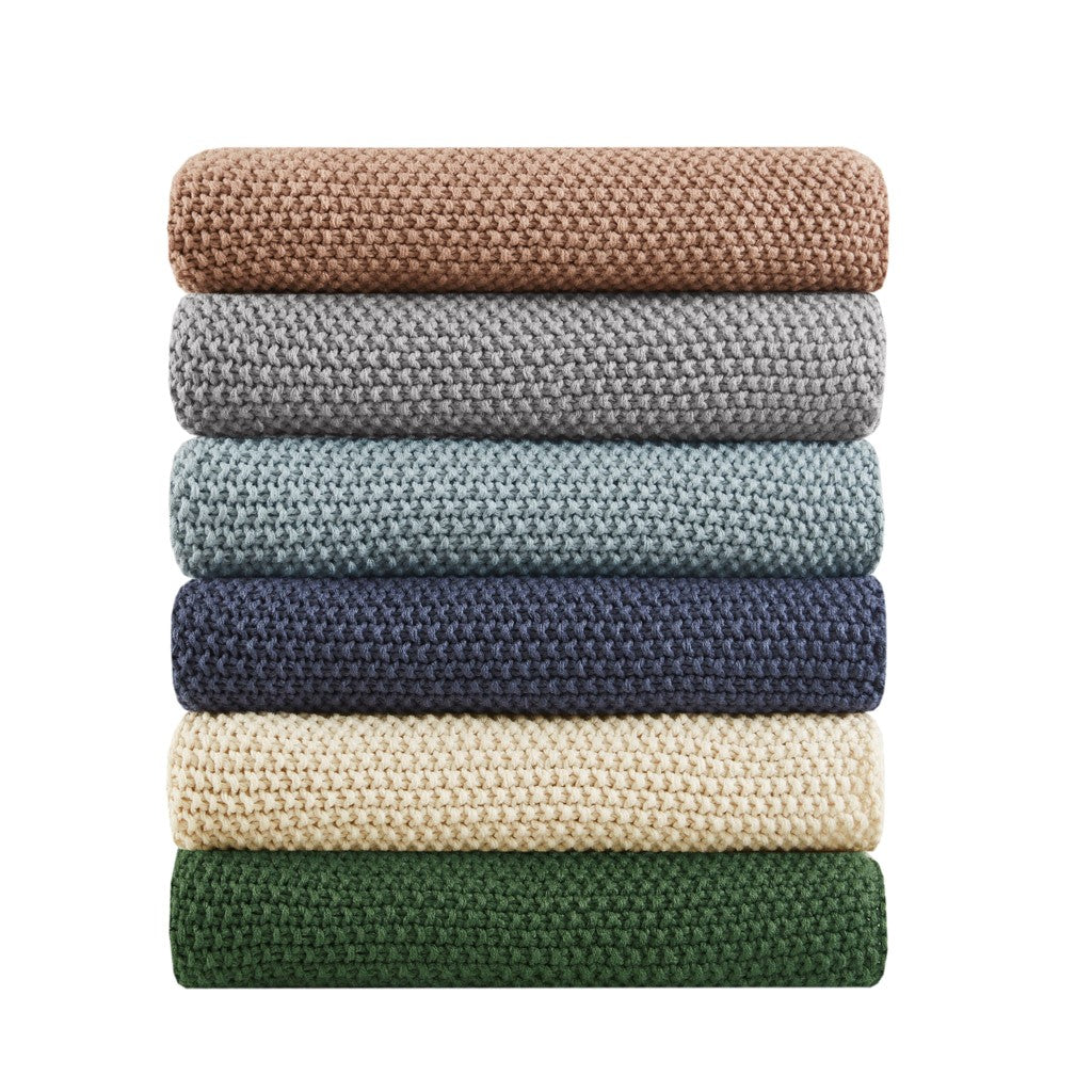 Bree Knit Throw and Pillow Set Textured Soft Blanket Cozy Living Room Accent