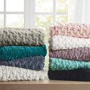 Ruched Faux Fur Throw Blanket Plush Textured Soft Cozy Sofa or Bed Accent