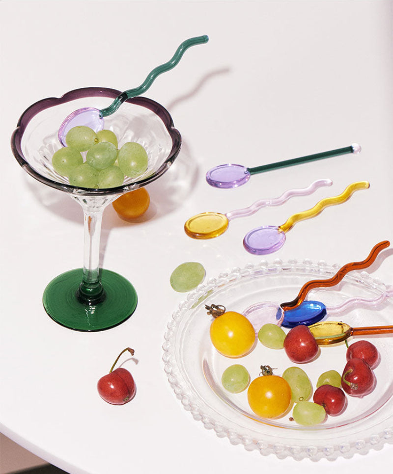 Glass Candy Wavy Stirrer & Spoon