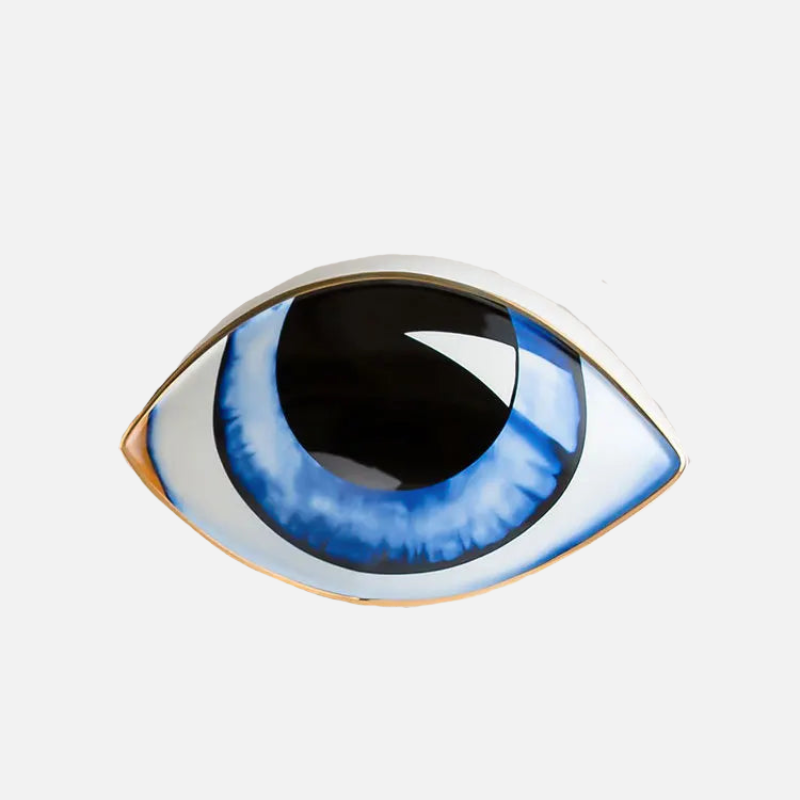 Bold Eye Decorative Accent Surreal Art Piece Sculpture blue