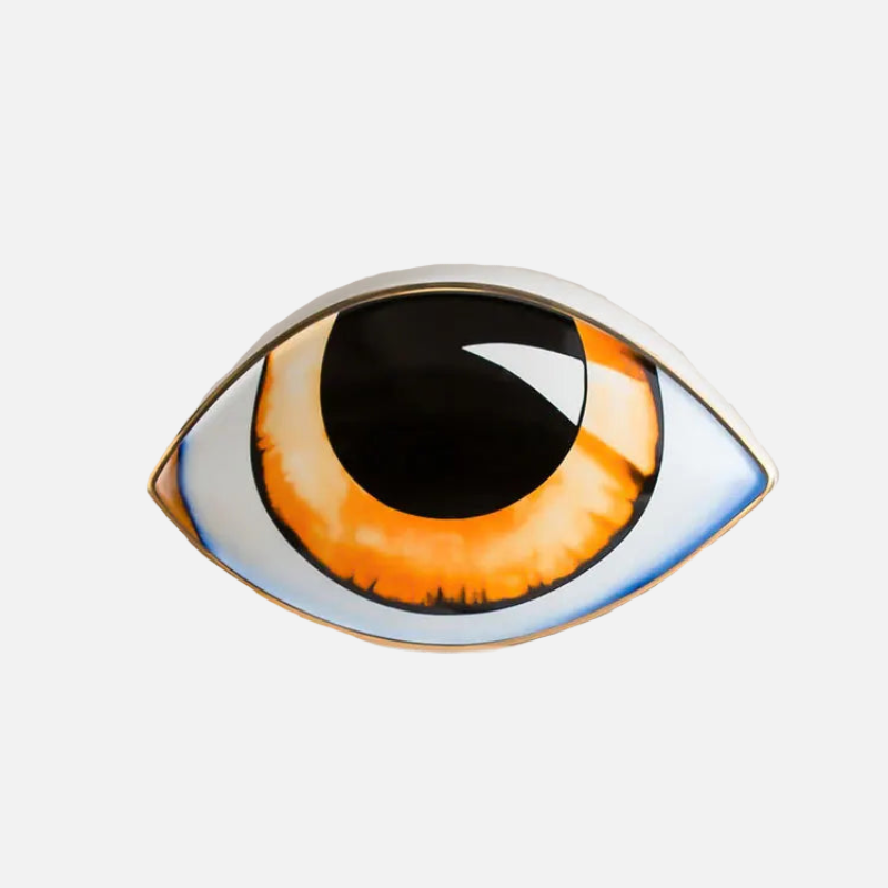 Bold Eye Decorative Accent Surreal Art Piece Sculpture Orange