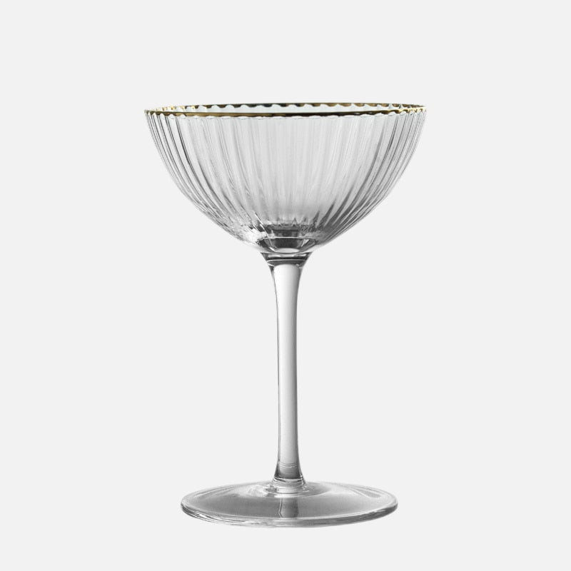 Ripple Cocktail Glass with Gold Rim