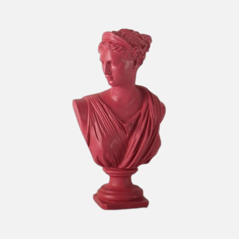 ancient greek bust half body red statue