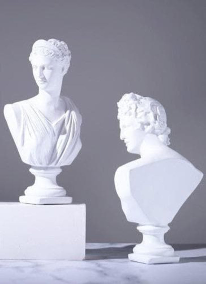 ancient greek bust half body white statue