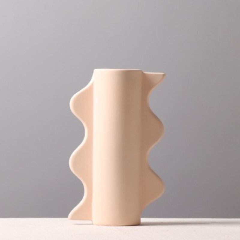 bright color abstract vase waves modern design ceramic cream apricot