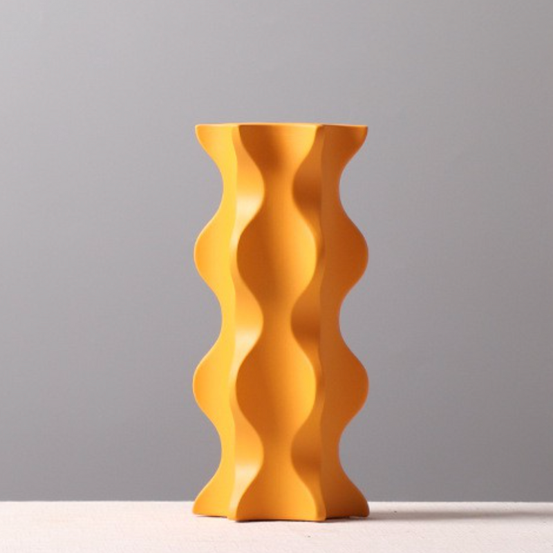 bright color abstract vase waves modern design ceramic orange