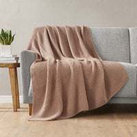 Bree Knit Throw and Pillow Set Textured Soft Blanket Cozy Living Room Accent