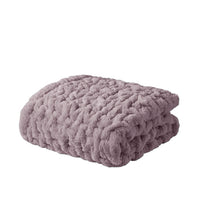 Ruched Faux Fur Throw Blanket Plush Textured Soft Cozy Sofa or Bed Accent