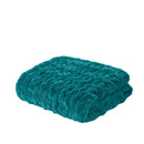 Ruched Faux Fur Throw Blanket Plush Textured Soft Cozy Sofa or Bed Accent