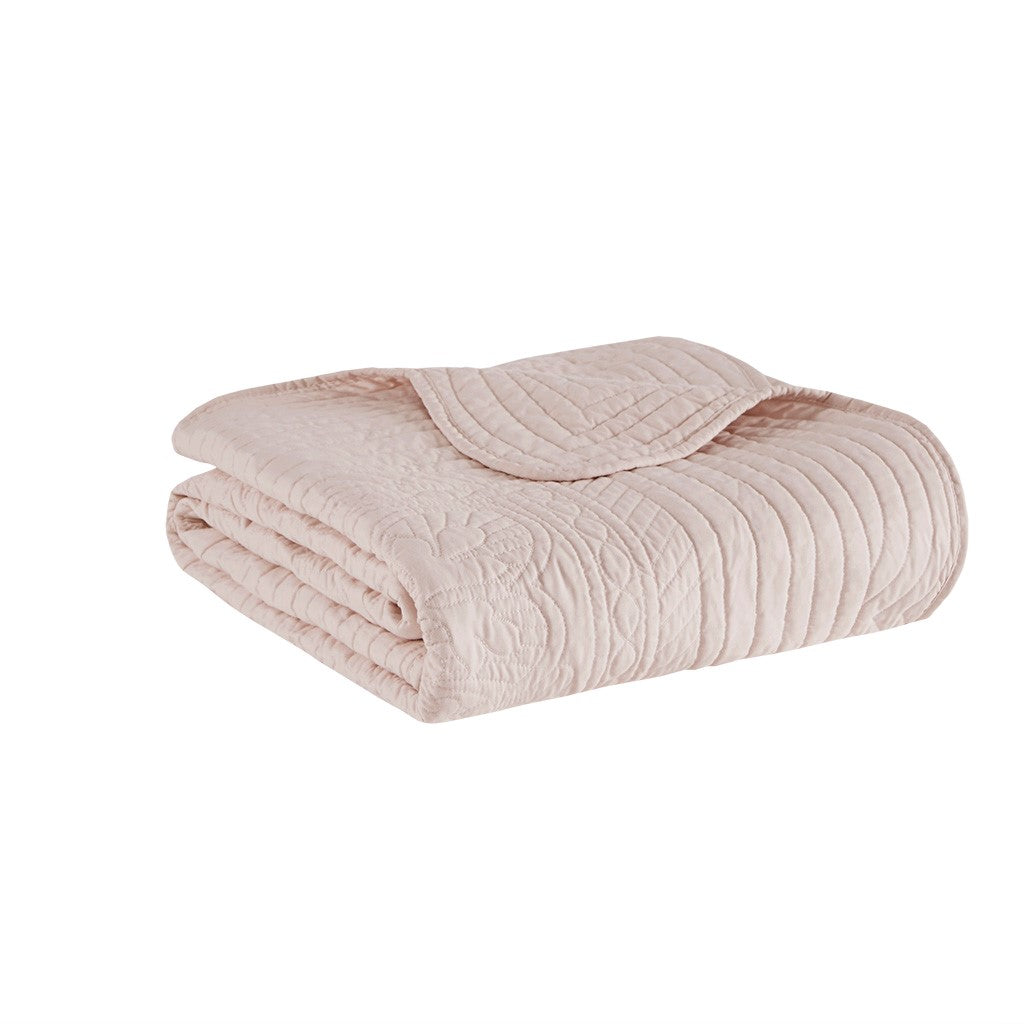 Tuscany Oversized Quilted Throw Blanket Scalloped Edges Elegant Textured Design