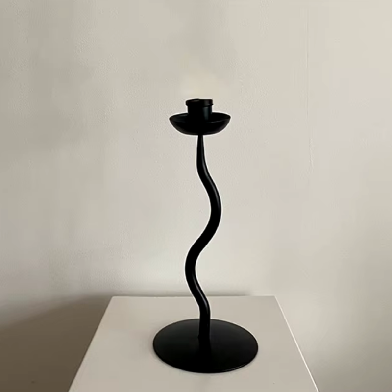 Deco Wave Iron Candle Holder