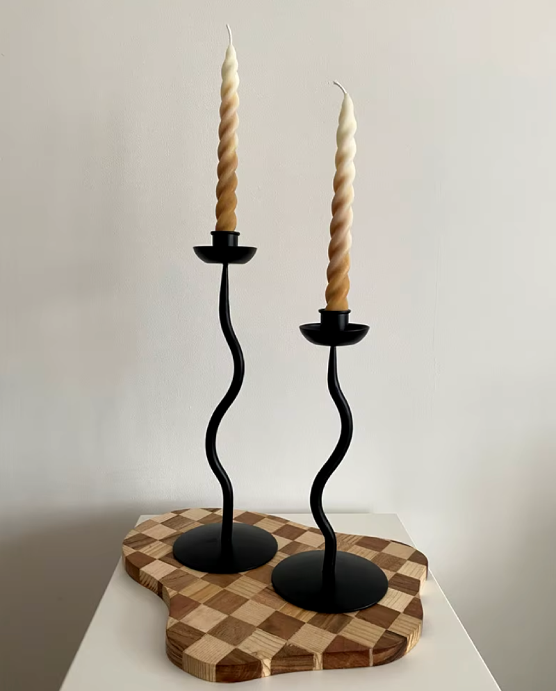 Deco Wave Iron Candle Holder