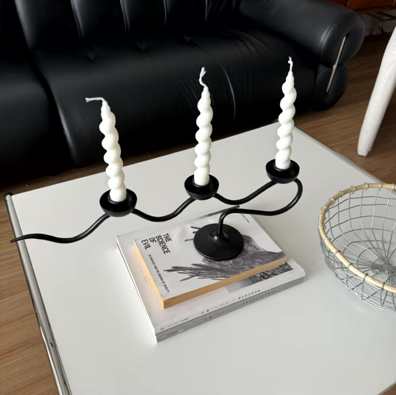 Deco Wave Iron Candle Holder