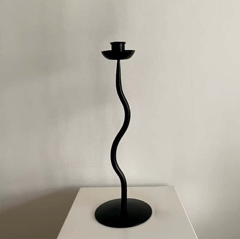 Deco Wave Iron Candle Holder