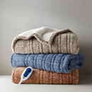 Marbled Sherpa Heated Throw Blanket Plush Reversible Cozy Electric Warming Cover