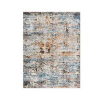 Abstract Blue and Rust Area Rug Distressed Modern Pattern Contemporary Living Room Accent Carpet