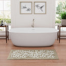 Floral Bathroom Rug Beige White Leaf Tufted Bath Mat Pattern Soft Absorbent Non-Slip Mats