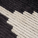 Modern Black and Beige Area Rug Geometric Zigzag Pattern Textured Living Room Carpet with Fringe