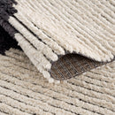 Modern Black and Beige Area Rug Geometric Zigzag Pattern Textured Living Room Carpet with Fringe