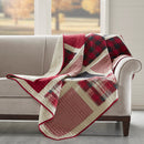 Oversized Cotton Quilted Throw Blanket Rustic Plaid Patchwork Design