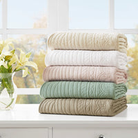 Tuscany Oversized Quilted Throw Blanket Scalloped Edges Elegant Textured Design
