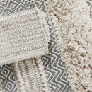 Woven textured bath rug stripe non skid shaggy bathroom mat boho inspired handwoven rug